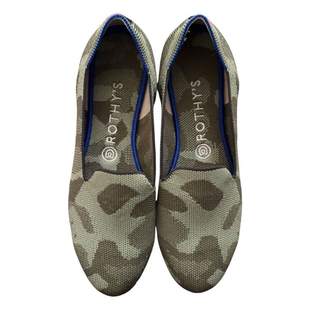 Rothy's Halo Green Camo Ballet Flat loafers Women’s Size 8.5 Round toe